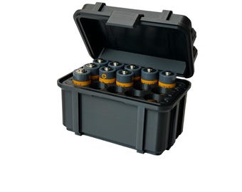 Robuster 3D-gedruckter Batterie-Schutzkoffer im Military-Style! Viele Farben - passend für AA AAA 9V CR2023 oder blanko
