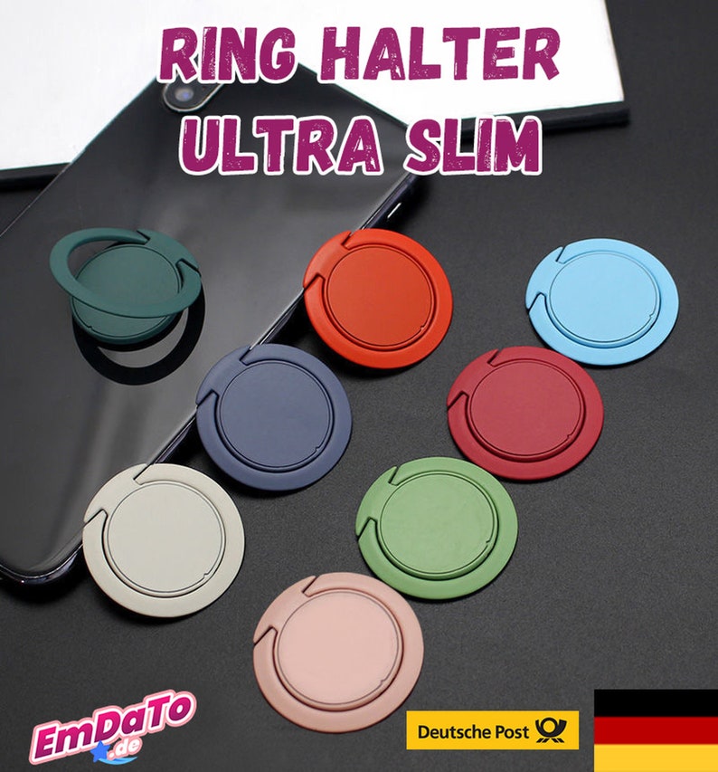 Handy Smartphone Ring Halter Ultradünn 360 grad drehbar Handyring Fingerhalter image 1