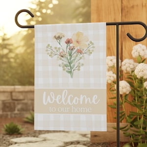 Haus und Garten Banner, Willkommen zu Hause Flagge, Beige Gartenfahne, Blumenhausfahne, Familien Willkommensschild im Freien, Frühling Yard Fahne, Gartengeschenk