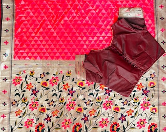 Semi Paithani Silk with Stitched Blouse.