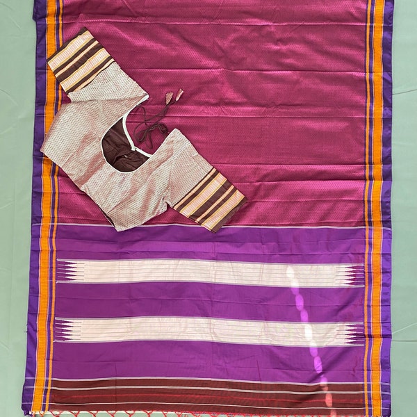 Ilkal Khun Sarees with Stitched Blouses in a contrasting colour