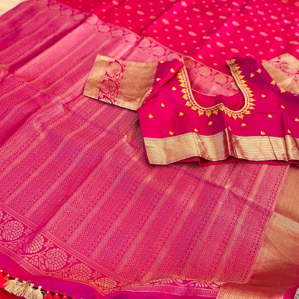 Pure Kanchipuram Silk with Stitched Blouse.