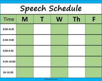 Speech Schedule A-4 POSTER - Lime & Aqua