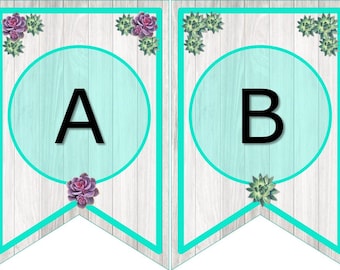 Alphabet Pennants - Cacti & Succulents