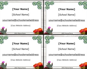 Meet the Teacher Night Business Cards - Cacti & Succulents