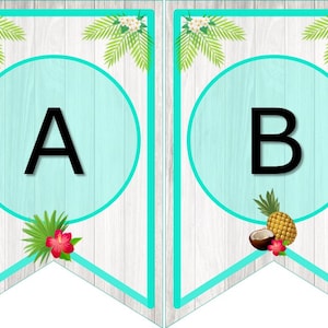 Banderines con letras tropicales