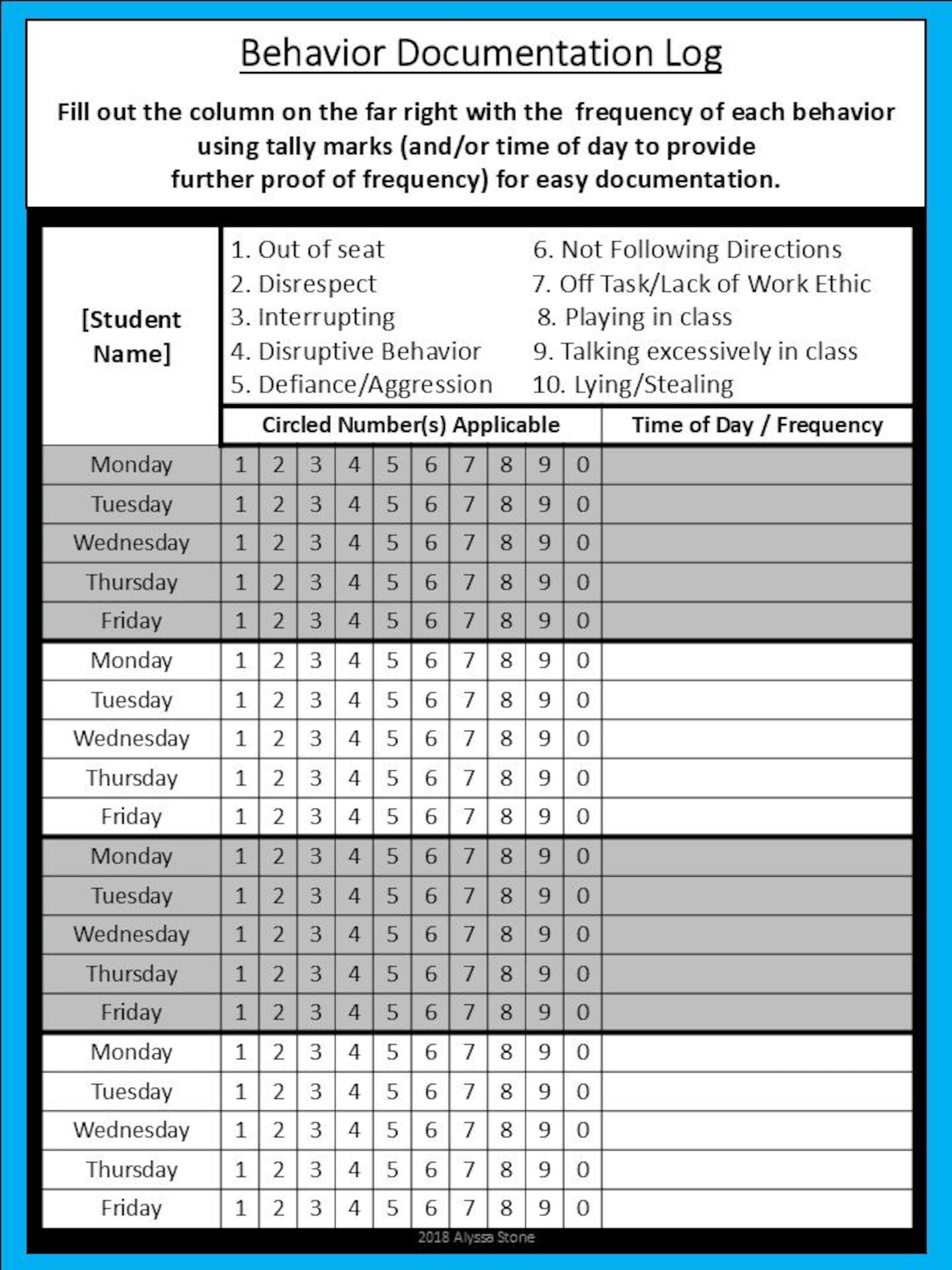 Behavior Documentation & Progress Monitoring Logs - Lime/aqua - Etsy