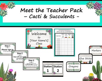 Meet the Teacher Night Pack - Cacti & Succulents {Editable}