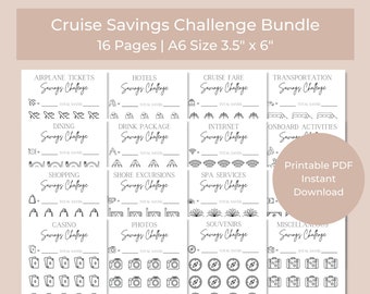 A6 Cruise Vacation Savings Challenge, Money Challenge, Savings Tracker, Vakantiebesparingen, Zinkende Fondsen, Set van 16