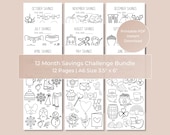 A6 12 Month Savings Challenge Bundle, 12 Month Savings Challenge, Money Saving Challenge, Savings Tracker, Cash Budgeting, Printable PDF