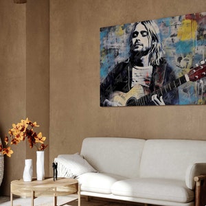 Kurt Cobain Art Nirvana Canvas Print 90s Rock Portrait Alternative Rock ...