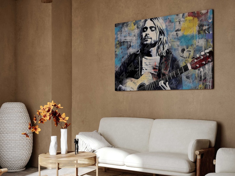 Kurt Cobain Art Nirvana Canvas Print 90s Rock Portrait Alternative Rock ...
