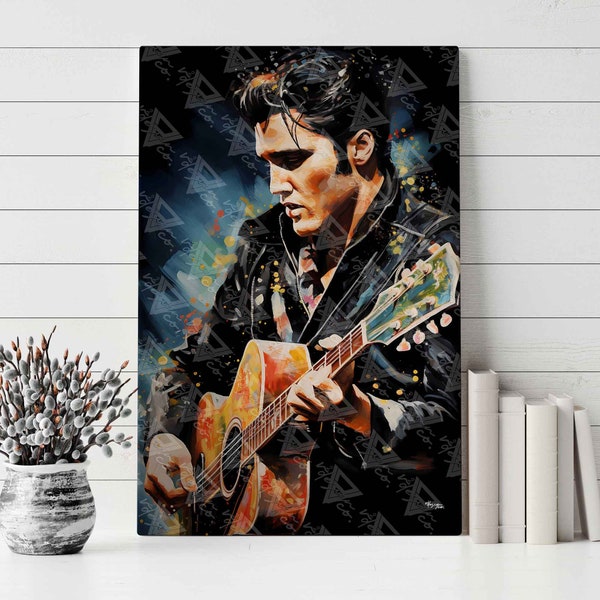 Elvis Presley, Reigniting the Flame - Abstract portrait on stretched canvas of the iconic King of rock and roll, the perfect wall art print!