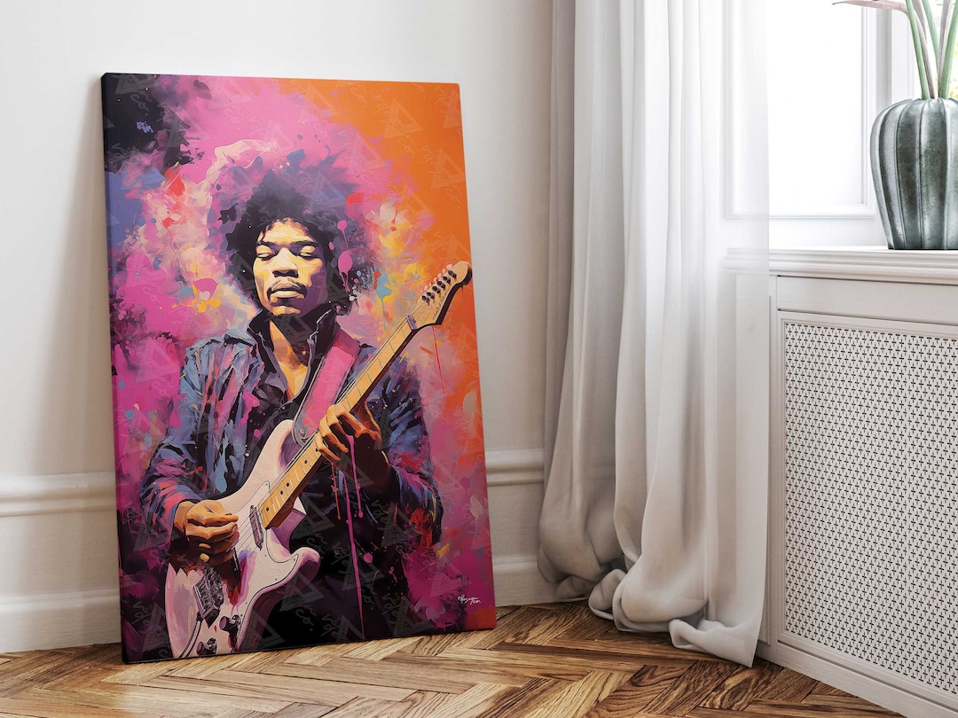 Jimi Hendrix Canvas Art Guitarist Art Print, Vibrant Musician Wall Poster, Iconic Rock Music Art