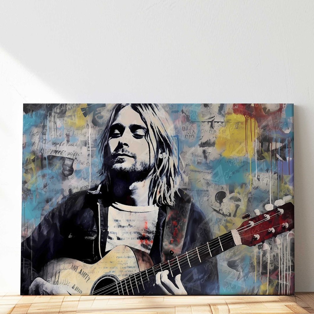 Kurt Cobain Art Nirvana Canvas Print 90s Rock Portrait Alternative Rock ...