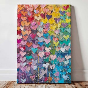 Colorful Heart Abstract Canvas Wall Art, Modern Vibrant Home Decor, Large Wall Art for Living Room, Bedroom, Office, Perfect Gift for Her