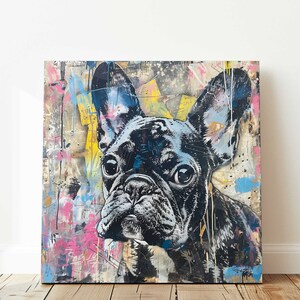 Colorful French Bulldog Art Print - Frenchie Lover Gift, Chic Dog Wall Art, Pet Memorial Gift, Modern Dog Portrait, Art Deco Dog Lover Gift