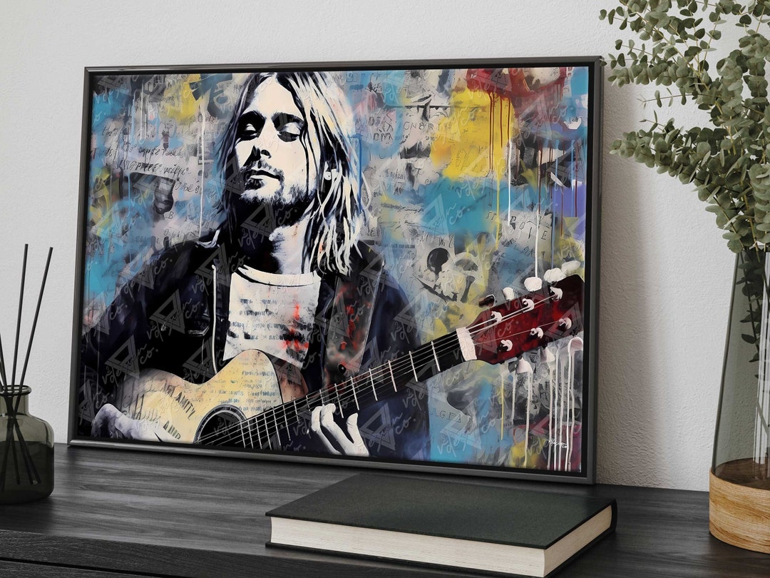 Kurt Cobain Art Nirvana Canvas Print 90s Rock Portrait Alternative Rock ...