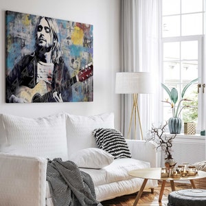 Kurt Cobain Art Nirvana Canvas Print 90s Rock Portrait Alternative Rock ...
