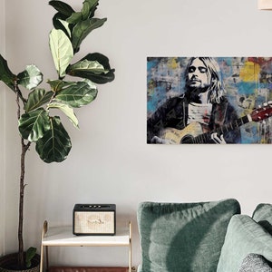 Kurt Cobain Art Nirvana Canvas Print 90s Rock Portrait Alternative Rock ...