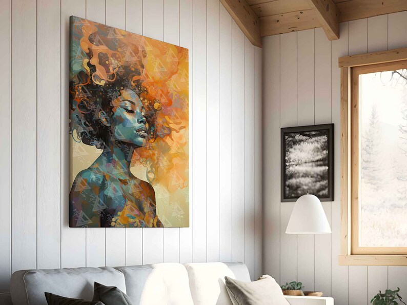 Contemporary African American Art Abstract Female Portrait of Black