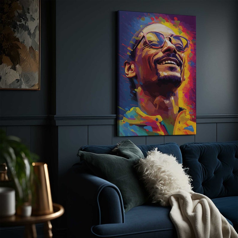 Fo Shizzle, My Nizzle Snoop Dogg Colorful Abstract Portrait of the Legendary Rapper Stretched