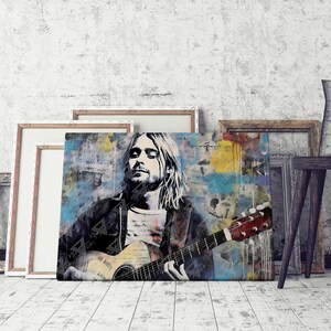 Kurt Cobain Art Nirvana Canvas Print 90s Rock Portrait Alternative Rock ...