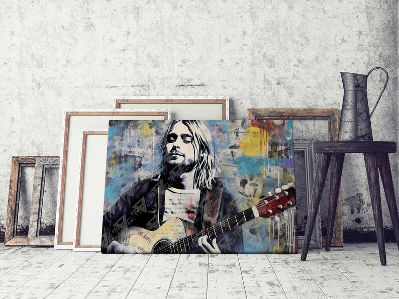 Kurt Cobain Art Nirvana Canvas Print 90s Rock Portrait Alternative Rock ...