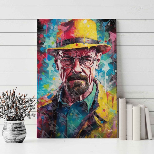 Get Ready to Cook with Heisenberg - Celebrate Breaking Bad with Bold Graffiti Abstract Art |Walter White | Bryan Cranston | Stretched Canvas