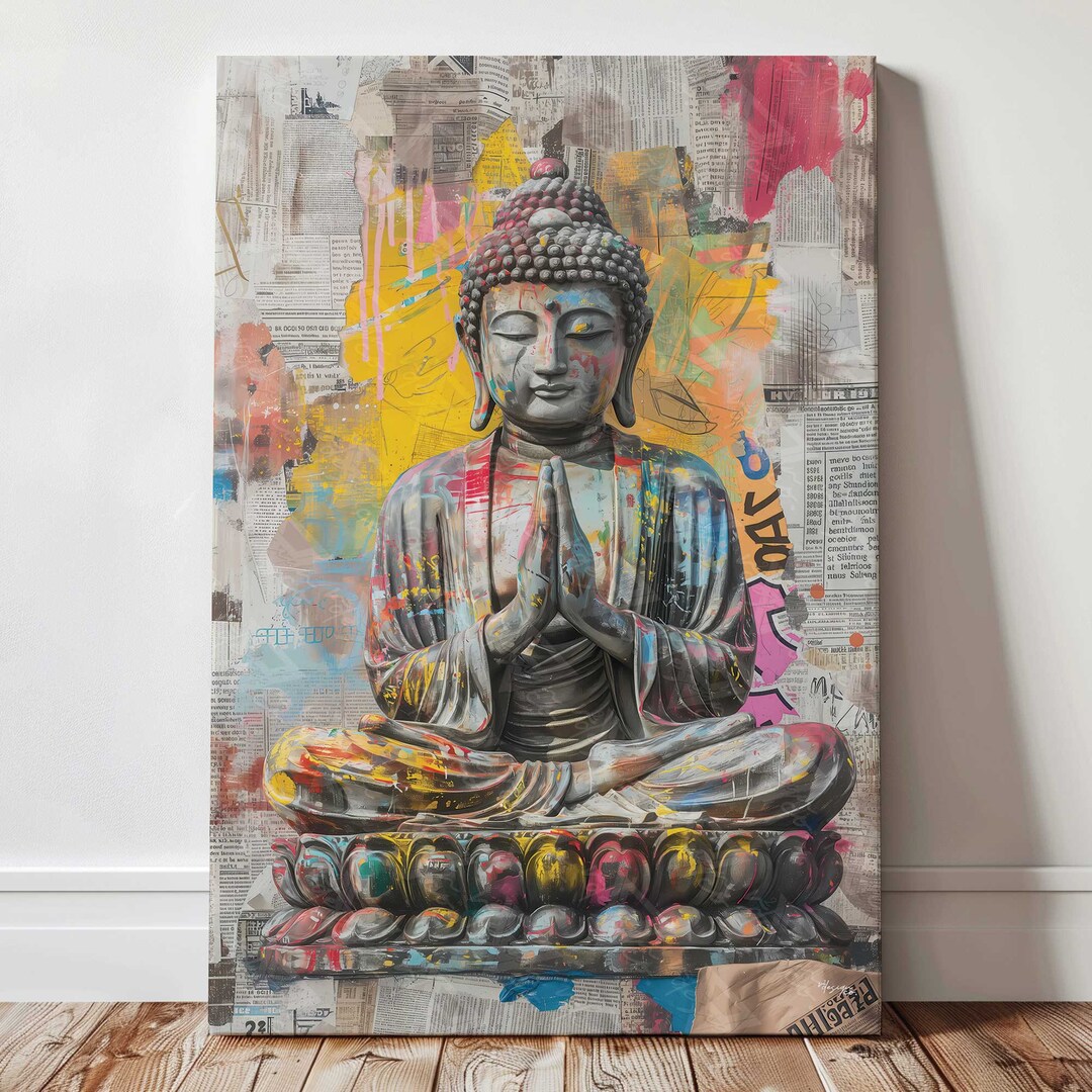 Vibrant Buddha Canvas Art Print | Meditation Yoga Wall Decor | Colorful ...