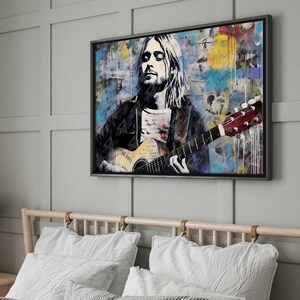 Kurt Cobain Art Nirvana Canvas Print 90s Rock Portrait Alternative Rock ...
