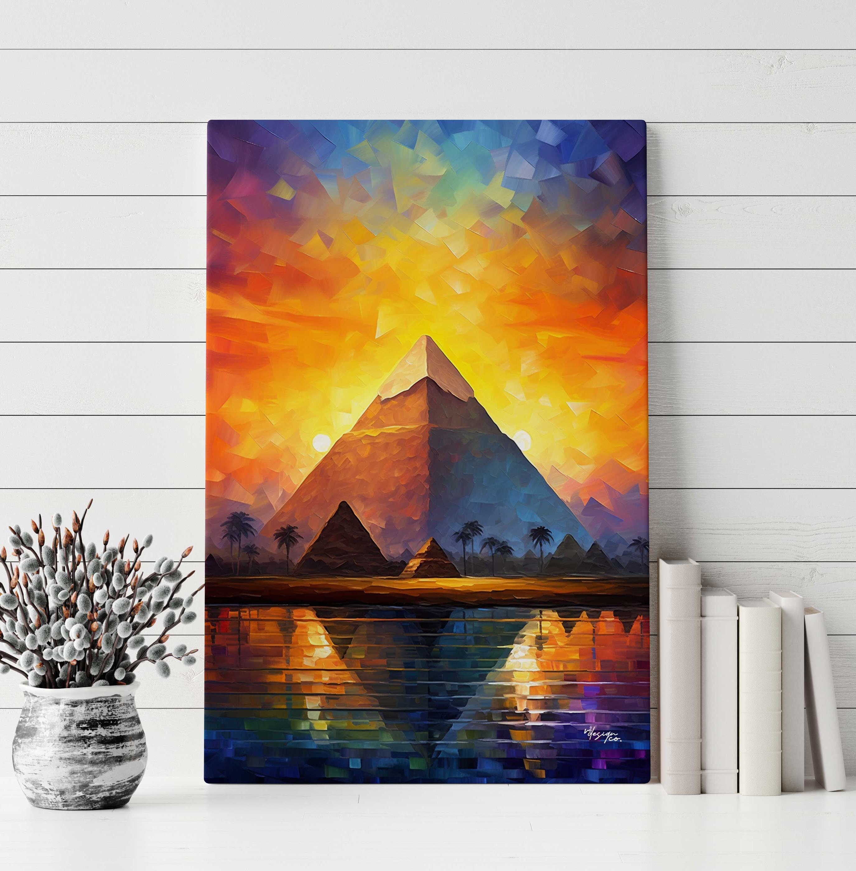 The Great Pyramid of Giza, an Abstract Colorful Landscape Canvas of Egypt  Vibrant Wall Art Décor 2:3 Stretched - Etsy