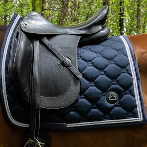 Navy Crystal Trim Dressage Saddle Pad