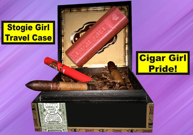 Étui rigide pour cigares double Stogie Girl, boîte de transport en rose, arc-en-ciel ou rouge image 1