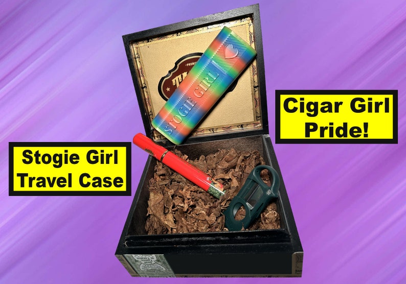 Étui rigide pour cigares double Stogie Girl, boîte de transport en rose, arc-en-ciel ou rouge image 2