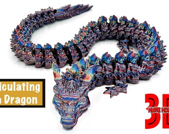 Dragon de mer prismatique articulé - Stress sensoriel Fidget imprimé en 3D - Dragon de mer articulé - Fidget - Dragon Fidget