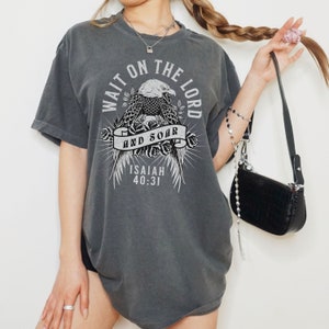 Christian Shirt Comfort Colors, Isaiah Shirt, Wait on the Lord, Distressed Vintage Tee, Trendy Christian Shirts Women, Jesus Apparel