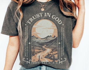 Christian Shirts, Comfort Colors Christian TShirt, Trust in the Lord, Proverbs Shirt, Scripture Tees, Jesus Apparel, Boho Christian Shirts