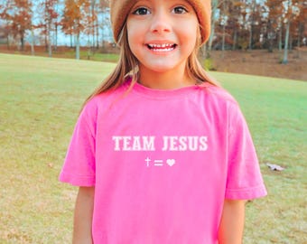 Christian Kids Shirt, Team Jesus Shirt, Cross Equals Love Comfort Colors Kids Tees, Christian Shirts for Kid, Christian Gift Children Youth