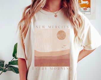 New Mercies Shirt, Christian Comfort Colors T-Shirt, Faith Based Shirts, Boho Christian T-Shirts, Vintage Christian Shirt, Jesus Apparel