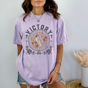 Christian Shirt Comfort Colors, Victory Shirt, Scripture Tees, Jesus Apparel, Oversized Christian Shirts, Christian Apparel, God Tees Orchid
