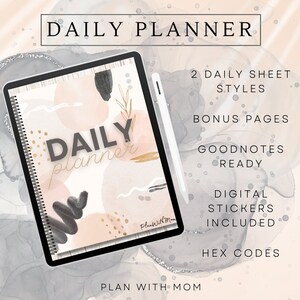 Digital Daily Planner | PDF & GoodNotes Files | Bonus Digital Stickers | Simple to Use Daily Planner
