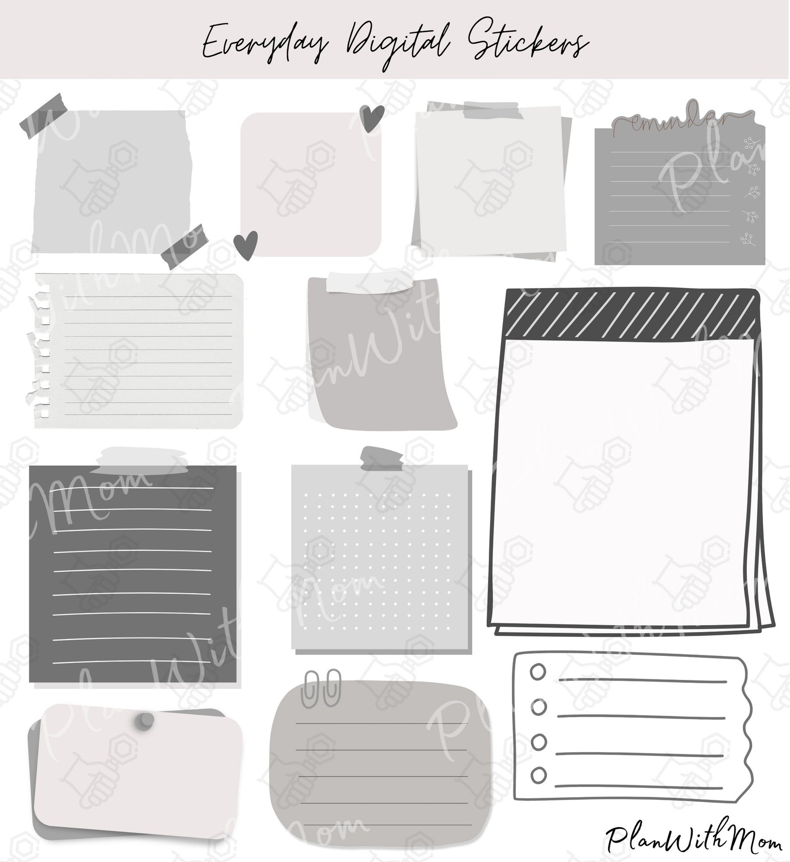 Minimalist Digital Stickers: Everyday Planner PNG Stickers (goodnotes ...
