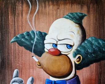 Simpsons - Krusty der Clown - UNIKAT - Leinwand 80 x 60cm - Acrylfarben - Künstler: Marty Charles