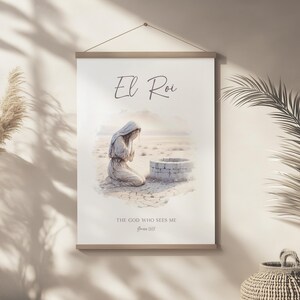 El Roi Hargar in der Wüste Bibel Illustration Wand Kunst druckbare, hebräische Name Gottes-Der Gott, der mich sieht Schrift Zitat Aquarell Kunstwerk Bild 5