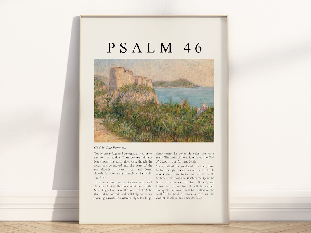 Psalm 46 God is Our Fortress Bible Verse Printable Wall Art, Christian ...