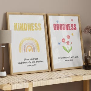 Kinder Frucht des Geistes Bibel Vers druckbare Wandkunst Set 9 / Galater 5:22-23 Kinderzimmer Spielzimmer Kirche Sonntagsschule homeschool Raumkunst Bild 3