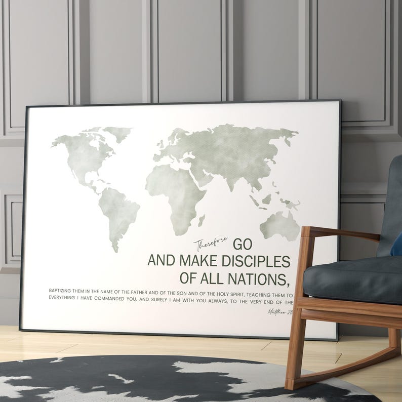 The Great Commission Bible Verse Printable Wall Art, Matthew 28:19-20 ...
