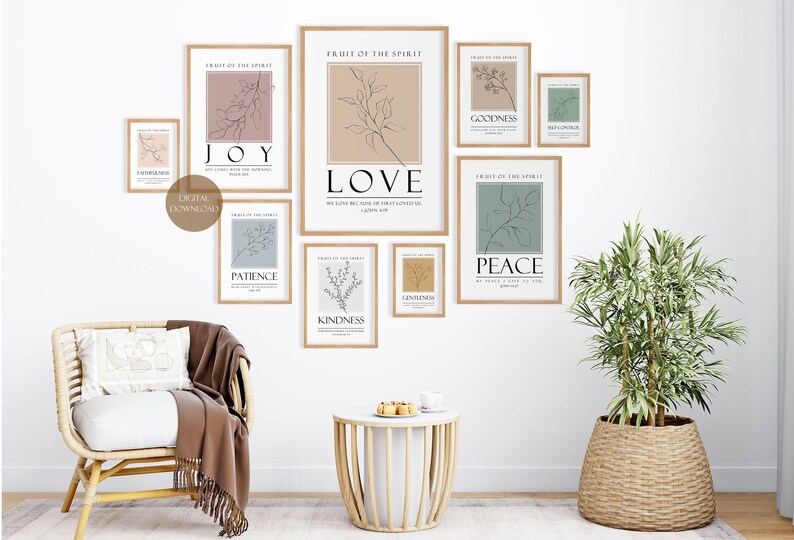 Fruit of the Spirit Bible Verse Printable Wall Art Set of 9 - Etsy