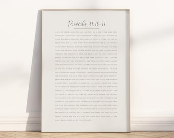 Sprüche 31: 10-31 Tugendhafte Frau Minimalistische Bibel Verse Wand Kunst druckbare, moderne christliche Schrift Zitat Kunstwerk Poster für Mutter